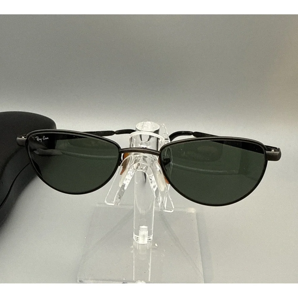 Ray Ban Bausch & Lomb Vintage W2193 Authentic Sunglasses Black Metal/Green Lens